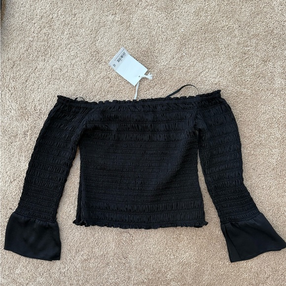 Frame Denim Tops - Frame Denim Black Smocked Top